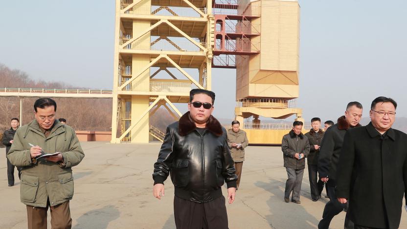 North Korean leader Kim Jong Un inspects Sohae Satellite launching ground, in North Korea, in this undated photo released on March 12, 2022 by North Korea's Korean Central News Agency (KCNA). KCNA via REUTERS ATTENTION EDITORS - THIS IMAGE WAS PROVIDED BY A THIRD PARTY. REUTERS IS UNABLE TO INDEPENDENTLY VERIFY THIS IMAGE. NO THIRD PARTY SALES. SOUTH KOREA OUT. NO COMMERCIAL OR EDITORIAL SALES IN SOUTH KOREA.