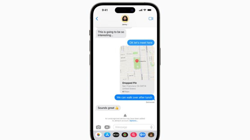 Screenshot of Apple's iMessage Contact Key Verification feature, which the company says will protect private conversations from bad actors. 