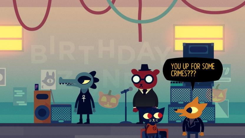 Mae and the band in 'Night in the Woods'