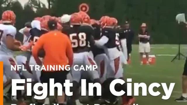 Vontaze Burfict dives at Gio Bernard's knees, sparking practice fight