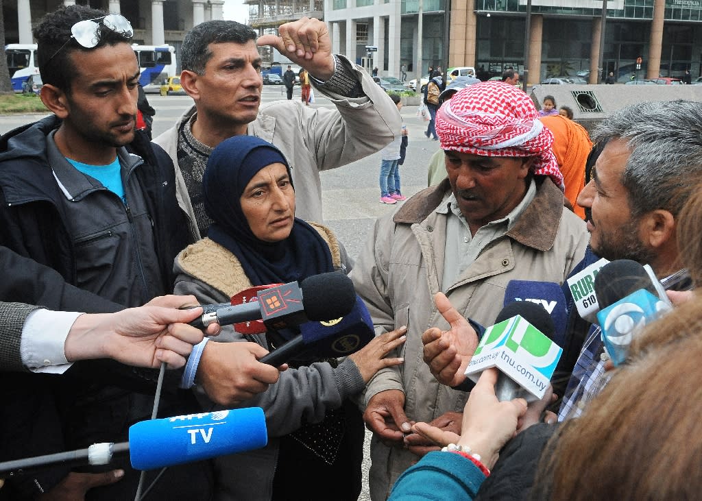 Syrian refugees in Uruguay protest to leave country