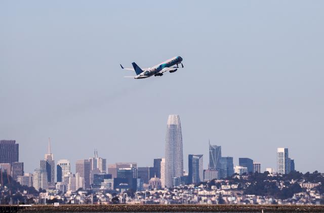 SAN FRANCISCO, CA - NOVEMBER 29: A United Airlines plane takeoff from San Francisco International Airport (SFO) in San Francisco, California, United States on November 29, 2022. (Photo by Tayfun Coskun/Anadolu Agency via Getty Images)