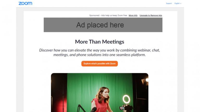 A mockup of how Zoom will display ads to users of its Basic plan after a call has ended.