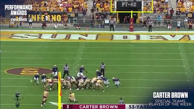 Arizona State's Carter Brown wins second Pac-12 Special Teams Player of the Week award, presented by Nextiva