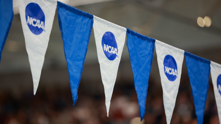 Getty Images - GREENSBORO, NORTH CAROLINA - MARCH 22: The NCAA logo is shown on pennants during the Division III Men's and Women's Swimming and Diving Championships held at Greensboro Aquatic Center on March 22, 2024 in Greensboro, North Carolina. (Photo by Isaiah Vazquez/NCAA Photos via Getty Images)