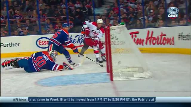 Eric Staal scores a shorthanded breakaway