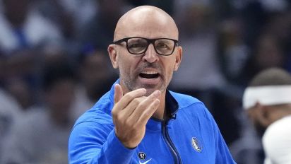 Associated Press - Dallas Mavericks head coach Jason Kidd gestures to his team during the first half in Game 5 of an NBA basketball first-round playoff series against the Los Angeles Clippers Wednesday, May 1, 2024, in Los Angeles. (AP Photo/Mark J. Terrill)