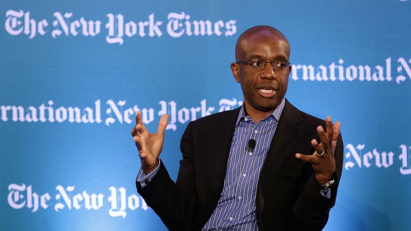 SINGAPORE - OCTOBER 25:  James Manyika, Senior Partner McKinsey & Company speaks to the audience during the International New York Times Global Forum Singapore - Thomas L. Friedman's The Next New World Global Forum Asia at the Four Seasons Hotel on October 25, 2013 in Singapore.  (Photo by Suhaimi Abdullah/Getty Images for International New York Times)