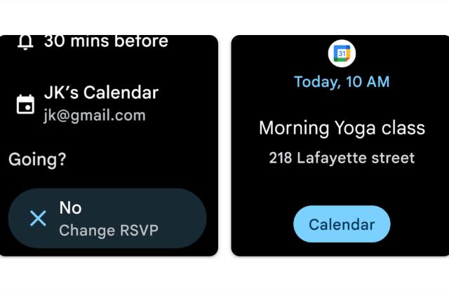 Google Calendar on Wear OS. 