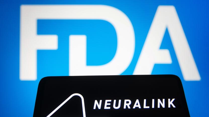 UKRAINE - 2021/12/09: In this photo illustration, the logo of Neuralink Corporation, a neurotechnology company is seen on a smartphone screen and FDA (United States Food and Drug Administration) logo is seen in the background. (Photo Illustration by Pavlo Gonchar/SOPA Images/LightRocket via Getty Images)