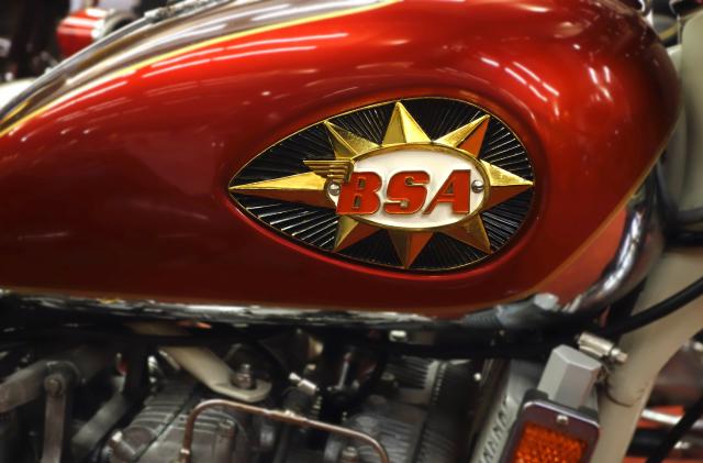 1971 motorcycle BSA A75R Rocket 3 Mark II tank emblem / badge. (Photo by: Arterra/Universal Images Group via Getty Images)