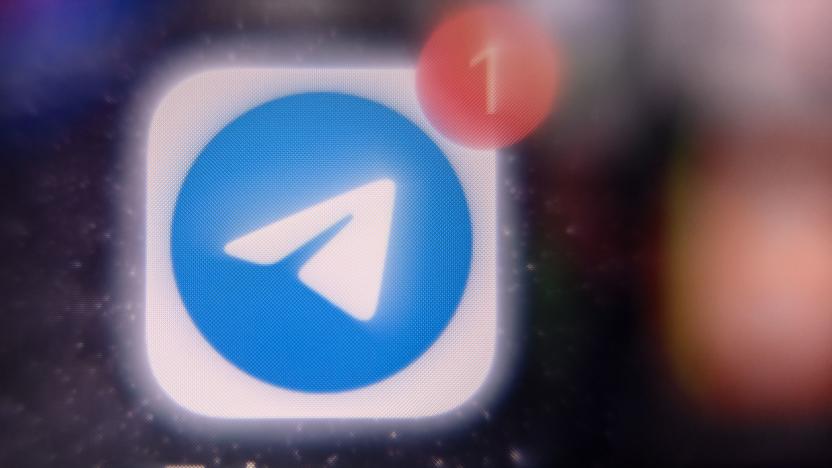 This photo taken on March 23, 2022 shows the mobile messaging and call service Telegram logo on a smartphone screen in Moscow. (Photo by AFP) (Photo by -/AFP via Getty Images)