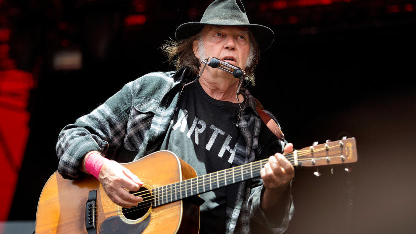 Canadian singer-songwriter Neil Young performs at the Orange Stage at the Roskilde Festival in Roskilde, Denmark, on July 1, 2016.   Scanpix Denmark/Nils Meilvang/via REUTERS  ATTENTION EDITORS - THIS IMAGE WAS PROVIDED BY A THIRD PARTY. FOR EDITORIAL USE ONLY. DENMARK OUT. NO COMMERCIAL SALES