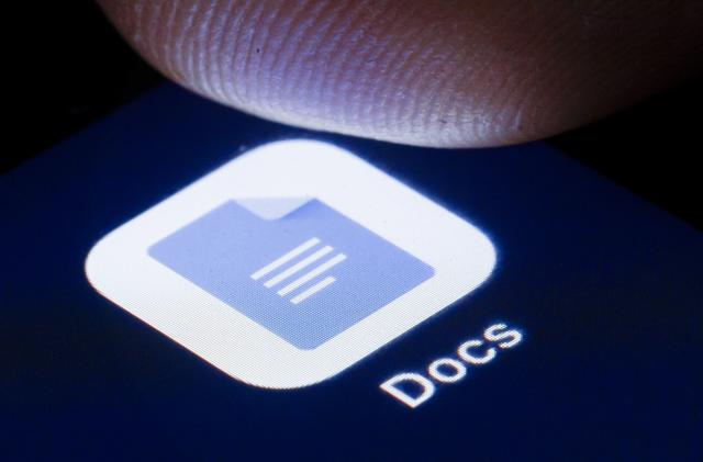 BERLIN, GERMANY - APRIL 22: The logo of the online office software Google Docs is shown on the display of a smartphone on April 22, 2020 in Berlin, Germany. (Photo by Thomas Trutschel/Photothek via Getty Images)