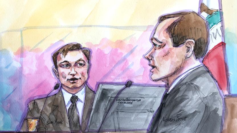 Tesla CEO Elon Musk testifies during a securities-fraud trial in San Francisco, California, U.S., January 20, 2023 in this courtroom sketch. REUTERS/Vicki Behringer