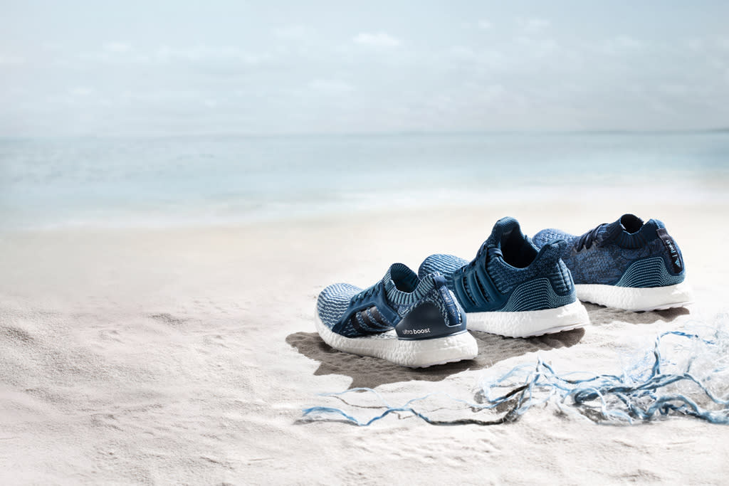 which shoe is produced using threads made from recycled plastic waste from beaches and coastal region