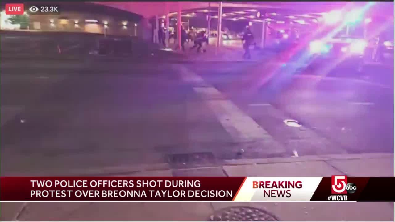 2 Louisville officers shot during protest over Breonna Taylor decision [Video]