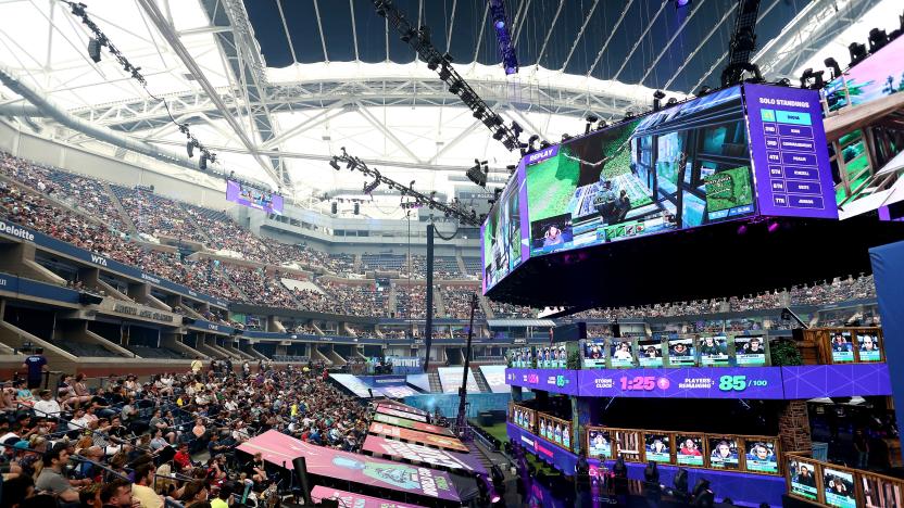 NEW YORK, NEW YORK - JULY 28:  General view of the Fortnite World Cup Finals - Final Round at Arthur Ashe Stadium on July 28, 2019 in New York City. (Photo by Mike Stobe/Getty Images)