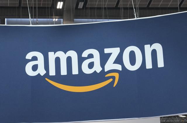 The Amazon logo is photographed at the Vivatech show in Paris, Thursday, June 15, 2023. (AP Photo/Michel Euler)