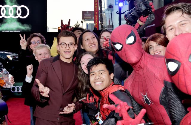 LOS ANGELES, CALIFORNIA - JUNE 26: Tom Holland attends the World Premiere of ‘Spider-Man: Far From Home’ hosted by Audi at the TCL Chinese Theatre on June 26, 2019 in Hollywood, California. (Photo by Stefanie Keenan/Getty Images for Audi)