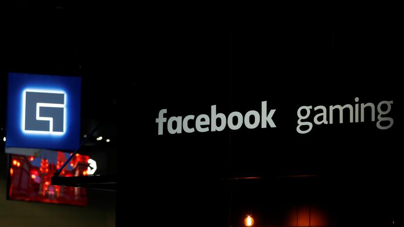 The Facebook Gaming logo is shown at E3, the annual video games expo revealing the latest in gaming software and hardware in Los Angeles, California, U.S., June 12, 2019.  REUTERS/Mike Blake