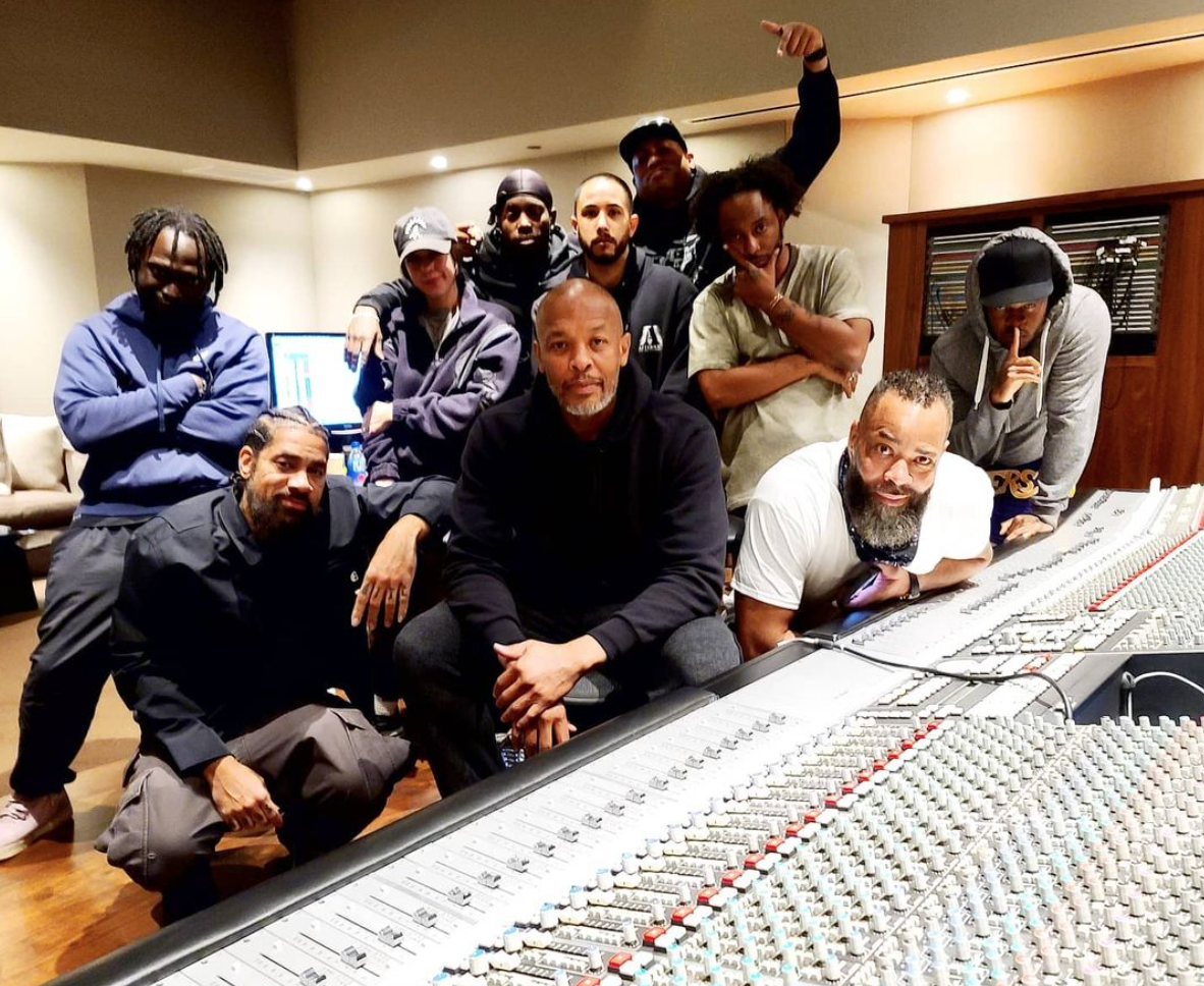 Dr. Dre back in the studio just a day after being discharged from the hospital for a brain aneurysm