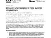 CANADIAN UTILITIES REPORTS THIRD QUARTER 2023 EARNINGS