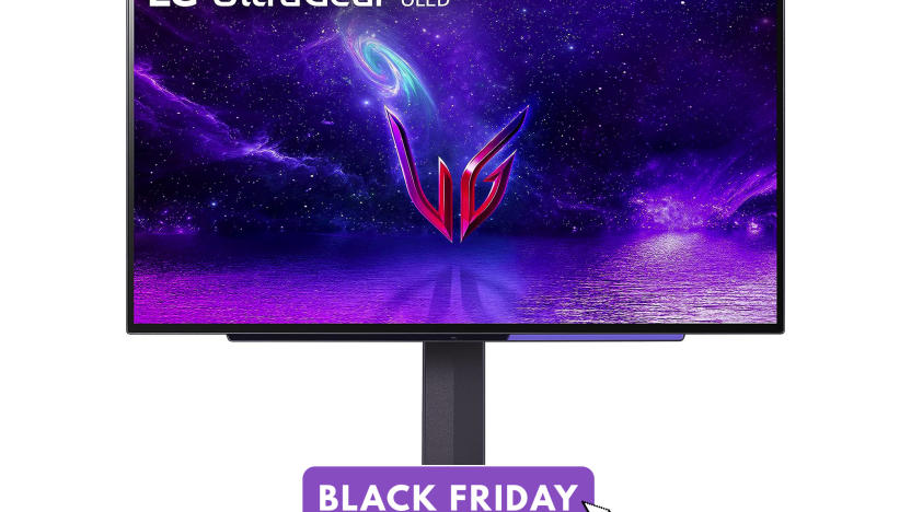 LG 27-inch Ultragear OLED QHD Gaming Monitor. A text overlay reads "Black Friday."