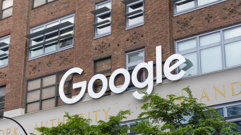 New York, New York. - May 27, 2017: Google sign outside the Google office in New York City. It is a multinational technology company specializing in internet services and products.