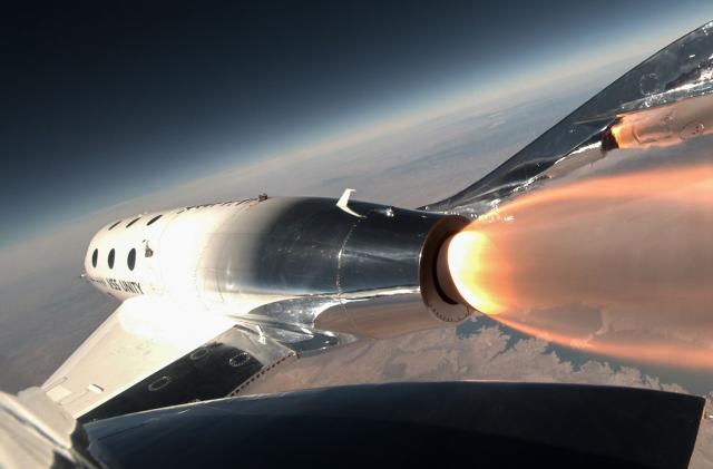 Virgin Galactic VSS Unity fires engine in Unity 25 flight