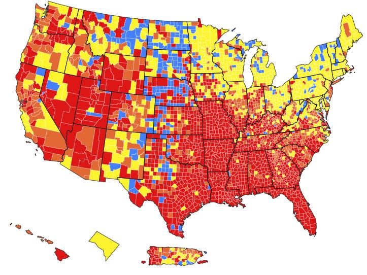 CDC: Color-coded map reveals where Americans need to wear masks again, and where you can go maskless, outside of schools