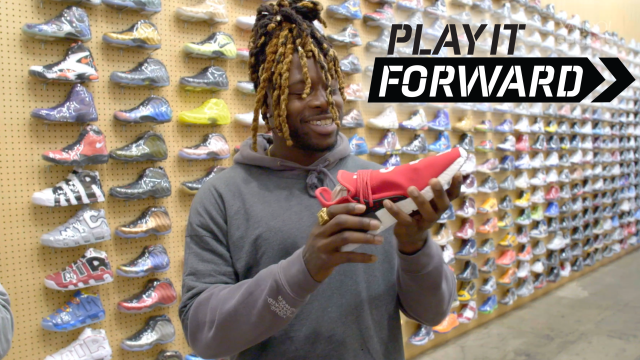 Jay Ajayi drops $2K on a limited edition pair of Adidas PW Human Race sneakers for his little brother | Play It Forward