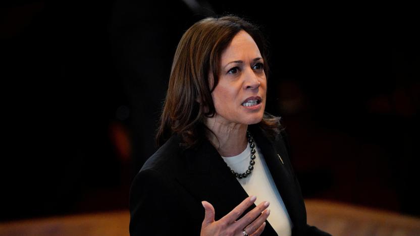 U.S. Vice President Kamala Harris speaks during an address at Fisk Memorial Chapel a day after the Tennessee House of Representatives voted to expel two Democratic members, representatives Justin Pearson and Justin Jones, for their roles in a gun control demonstration at the Tennessee State Capitol, in Nashville, Tennessee, U.S., April 7, 2023. REUTERS/Cheney Orr