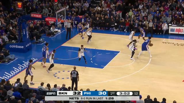 Nicolas Claxton with a block vs the Philadelphia 76ers