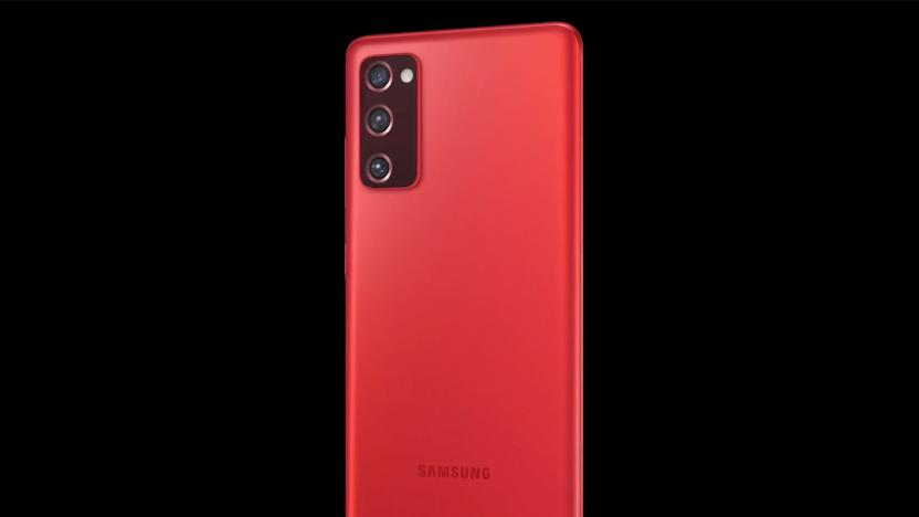 Samsung Galaxy S20 Fan Edition in red at Verizon website