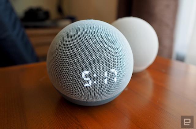 Amazon Echo Dot (2020) with clock