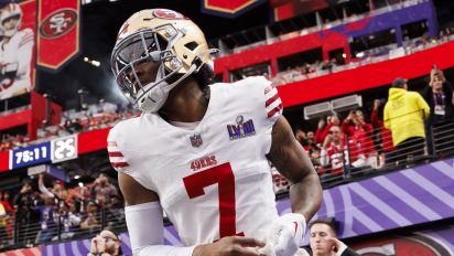 Getty Images - LAS VEGAS, NEVADA - FEBRUARY 11: Charvarius Ward #7 of the San Francisco 49ers runs onto the field during pregame warmups before Super Bowl LVIII against the Kansas City Chiefs at Allegiant Stadium on February 11, 2024 in Las Vegas, Nevada. (Photo by Ryan Kang/Getty Images)