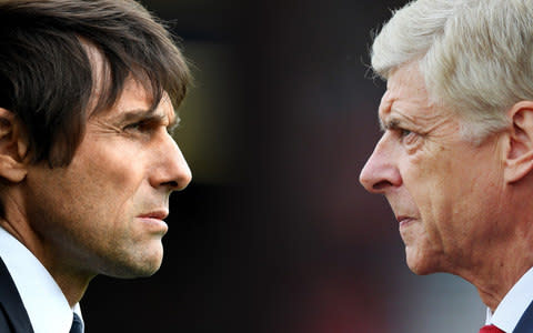 composite image of Antonio Conte, Manager of Chelsea and Arsene Wenger, Manager of Arsenal. - Credit: Getty