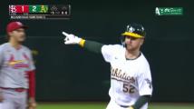 McCann leads off A's fifth with his first MLB homer