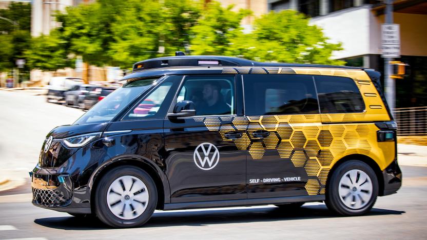 VW ID.Buzz self-driving van in Austin