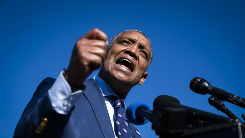 WASHINGTON, DC - DECEMBER 14: District of Columbia Attorney General Karl Racine speaks during a press conference to announce he has filed a lawsuit against the Proud Boys and the Oath Keepers over the Jan. 6 Capitol insurrection on Capitol Hill on Tuesday, Dec. 14, 2021 in Washington, DC. (Photo by Jabin Botsford/The Washington Post via Getty Images)