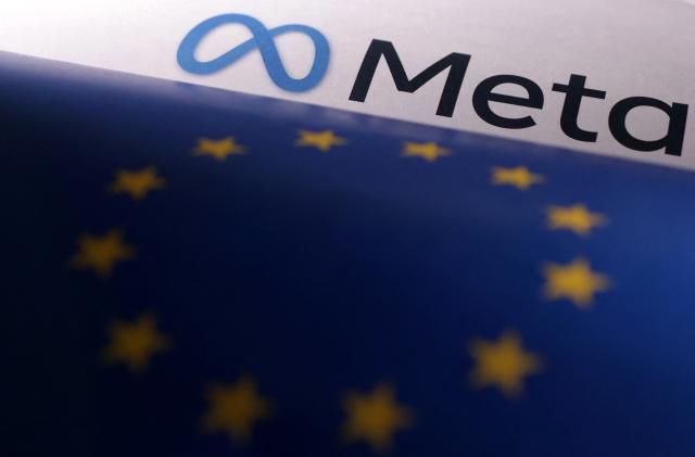 EU flag and Meta logo are seen in this illustration taken, May 22, 2023. REUTERS/Dado Ruvic/Illustration