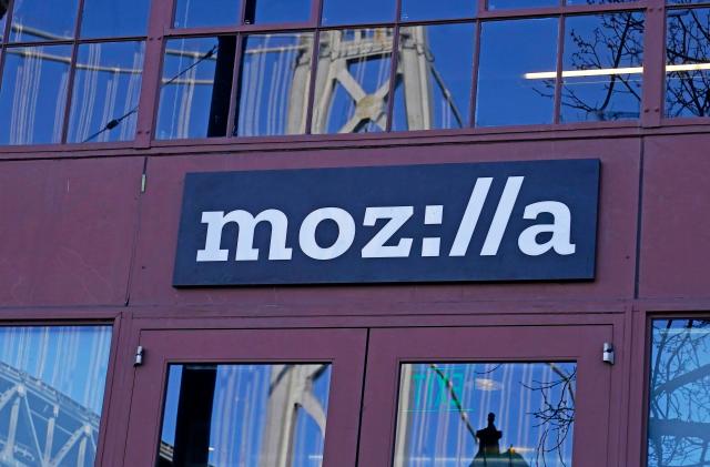 A Mozilla sign is shown at the company's office in San Francisco, Wednesday, April 12, 2023.