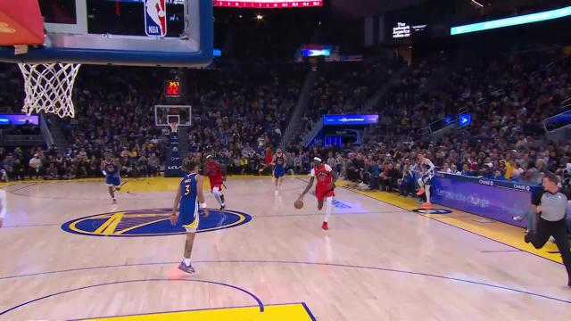 Chris Boucher with an and one vs the Golden State Warriors