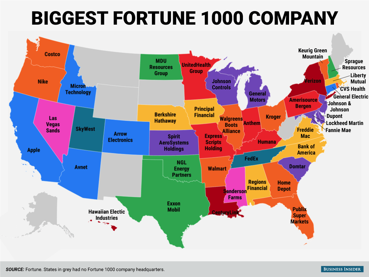 Here's the biggest Fortune 1000 company in every state