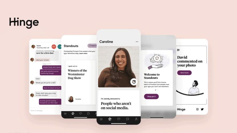 Screenshots of Match Group dating app Hinge. 