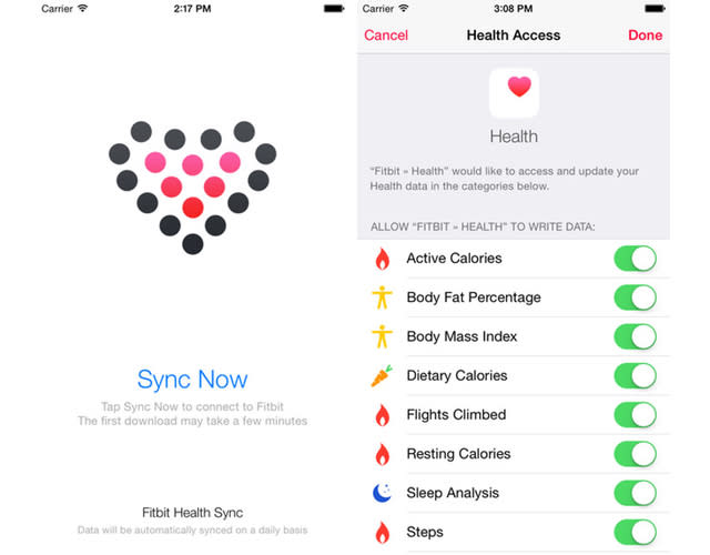 how to sync fitbit app with apple health