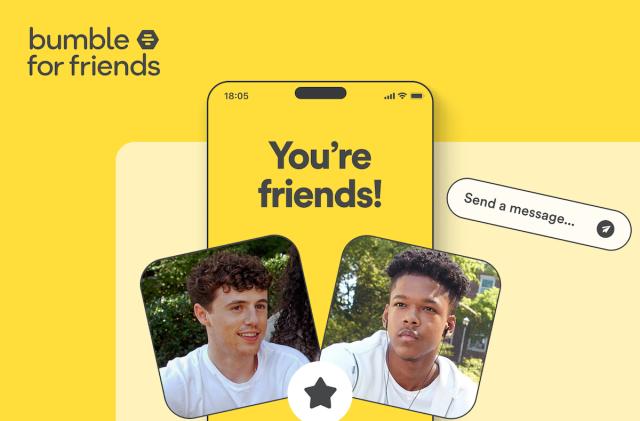 Two profile photos show up with a star in between them and a phone saying "You're friends!" 