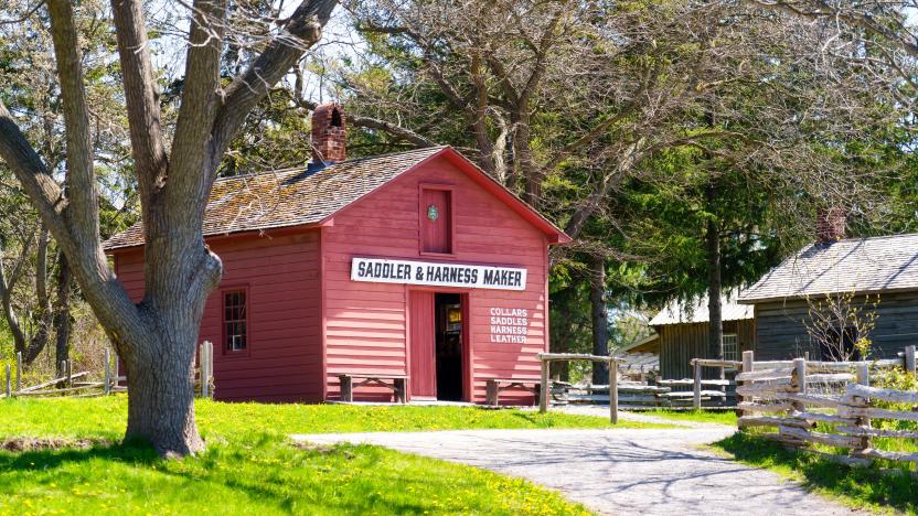 TORONTO, ONTARIO, CANADA - 2022/05/08: The Saddler and Harness Maker building exterior in Black Creek Pioneer Village. The famous place is a tourist attraction in the Canadian city. (Photo by Roberto Machado Noa/LightRocket via Getty Images)