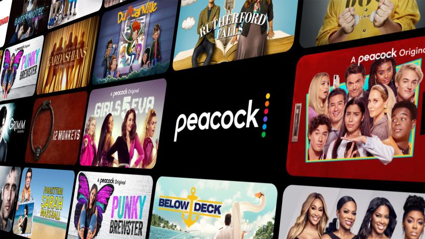 An image showing a variety of TV shows and movies available on the Peacock streaming service.